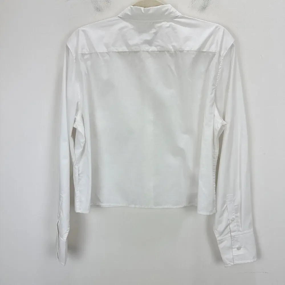 J.Crew Cropped Button Up Shirt Cotton White Minimalist Classic Womens US 8 NWT